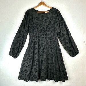 &merci Long Sleeve Floral Burnout Midi Dress